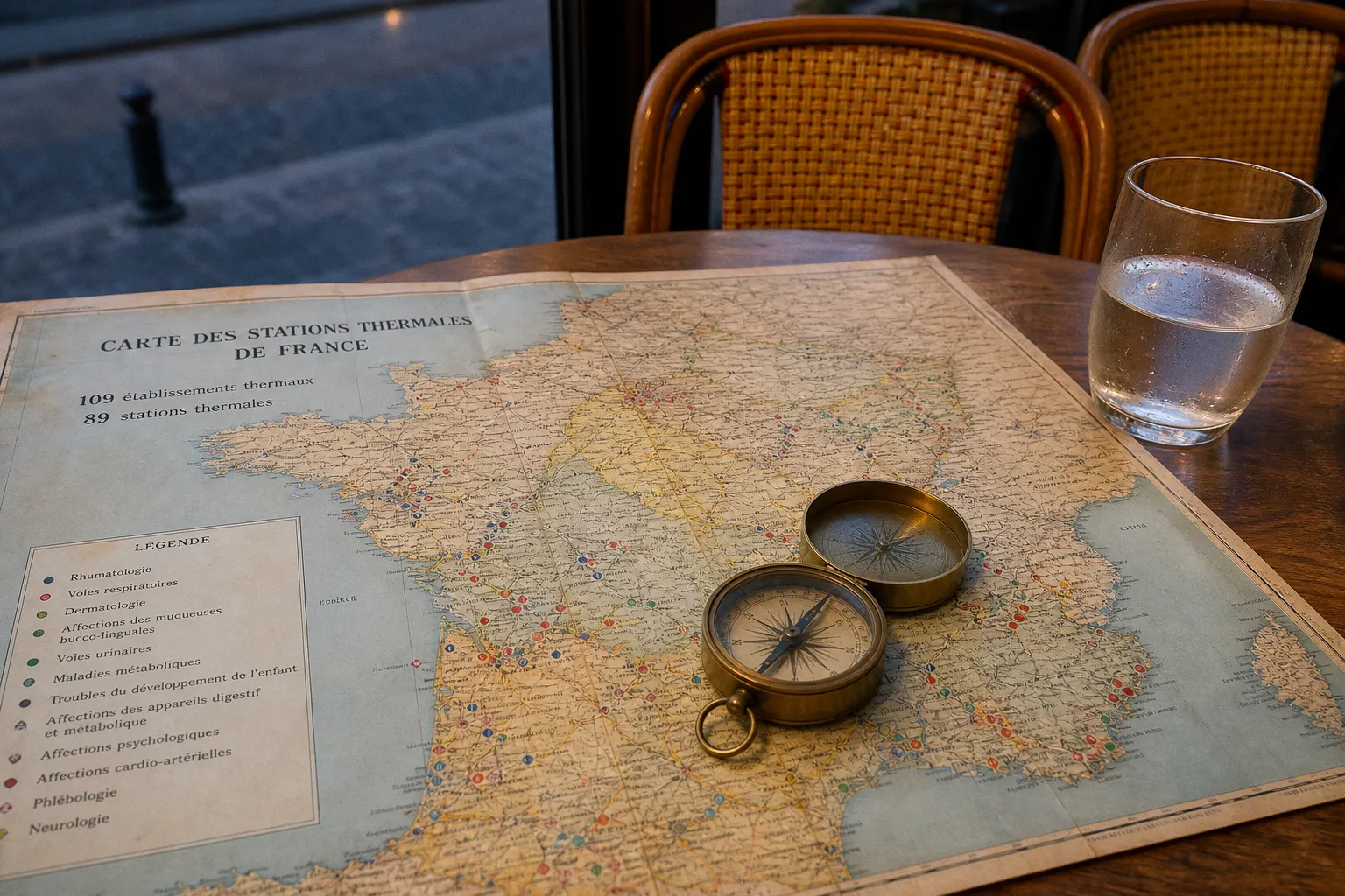 Carte des stations thermales de France : deux parcours comparés